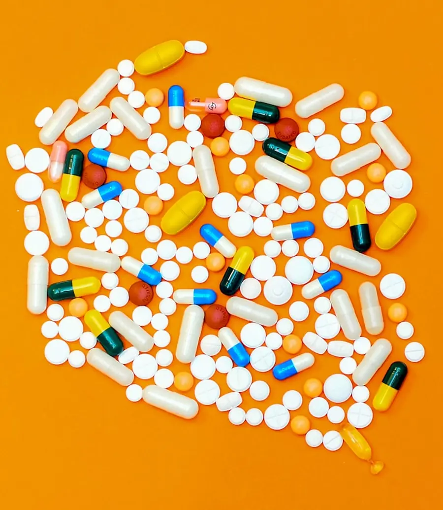 Assorted supplement tablets and capsules